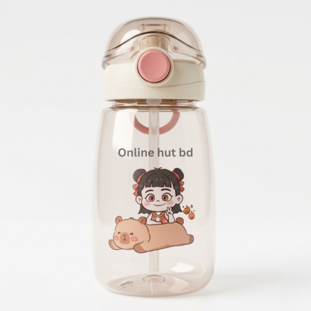 Cute Cartoon Kids Water Bottle with Straw – BPA Free Leak Proof 500ML