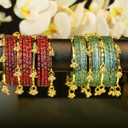 Kashmiri jhumka churi combo Set 2 dozen + 8 Piece  jhumka churi