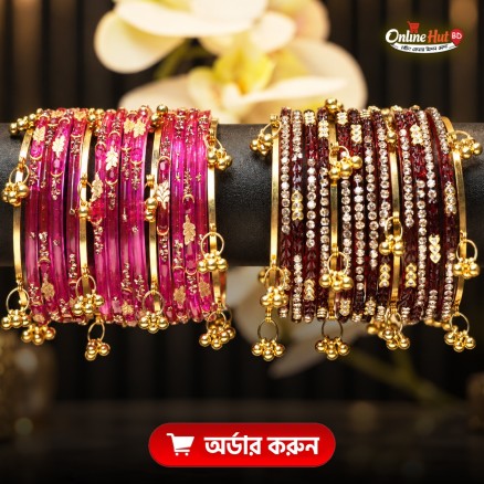 Kashmiri jhumka churi combo Set 2 dozen(Merun colouer,Pink)