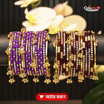 Kashmiri jhumka churi combo Set 2 dozen(Parple colouer,Merun)