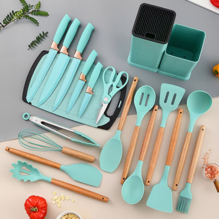 Kitchen Utensil Set with Knife Set & Storage Holder