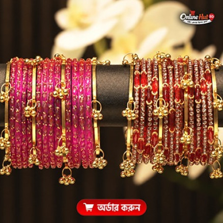 Kashmiri jhumka churi combo Set 2 dozen(Red andPink)