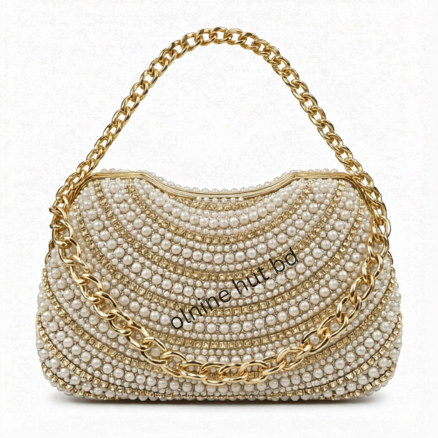Luxury Pearl Beaded Women's Party Clutch Bag